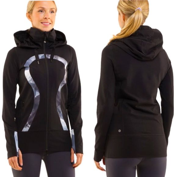 Lululemon Stride Jacket Brushed Black Hooded Rare - Picture 1 of 16